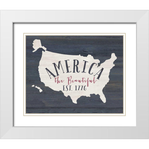 America the Beautiful White Modern Wood Framed Art Print with Double Matting by Moulton, Jo