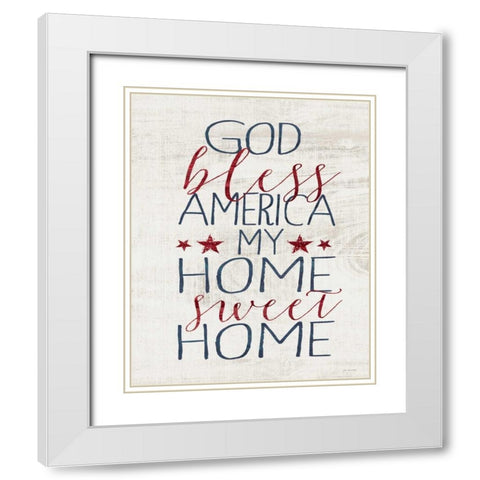 God Bless America White Modern Wood Framed Art Print with Double Matting by Moulton, Jo