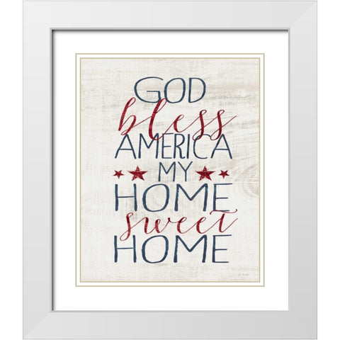God Bless America White Modern Wood Framed Art Print with Double Matting by Moulton, Jo