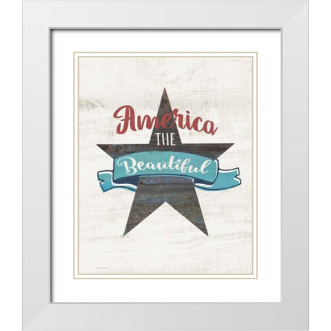 America the Beautiful White Modern Wood Framed Art Print with Double Matting by Moulton, Jo