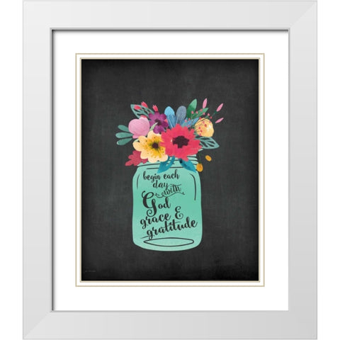 God, Grace, Gratitude White Modern Wood Framed Art Print with Double Matting by Moulton, Jo