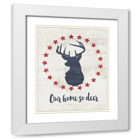 Home So Deer White Modern Wood Framed Art Print with Double Matting by Moulton, Jo