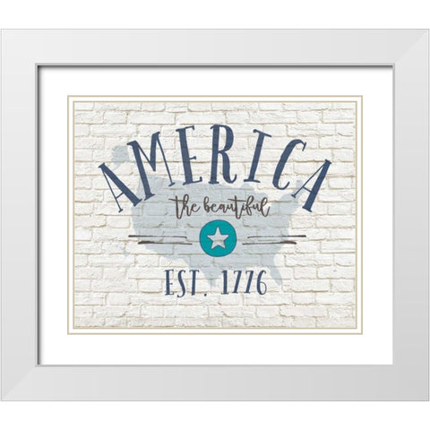 America Brick White Modern Wood Framed Art Print with Double Matting by Moulton, Jo
