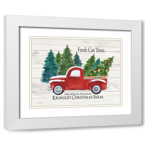 Kringles Christmas Farm White Modern Wood Framed Art Print with Double Matting by Moulton, Jo