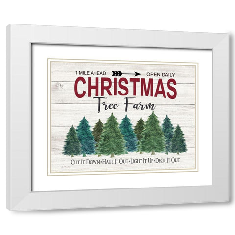 Deck It Out Christmas Tree Farm White Modern Wood Framed Art Print with Double Matting by Moulton, Jo