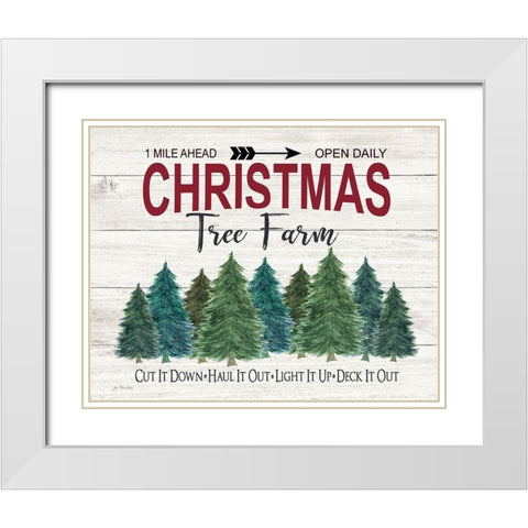 Deck It Out Christmas Tree Farm White Modern Wood Framed Art Print with Double Matting by Moulton, Jo