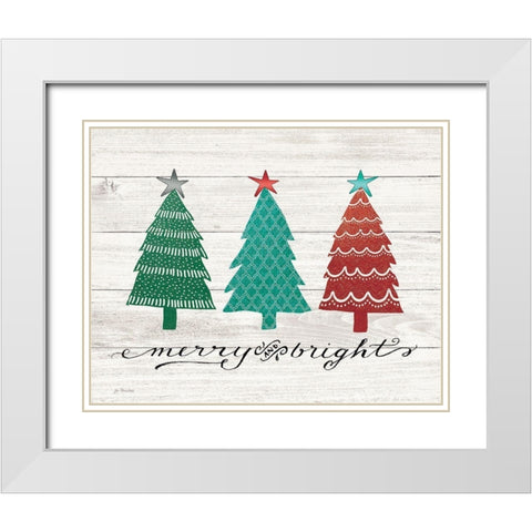 Merry and Bright Trees White Modern Wood Framed Art Print with Double Matting by Moulton, Jo