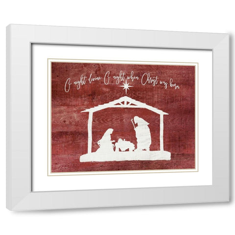 O Holy Night - Manger White Modern Wood Framed Art Print with Double Matting by Moulton, Jo