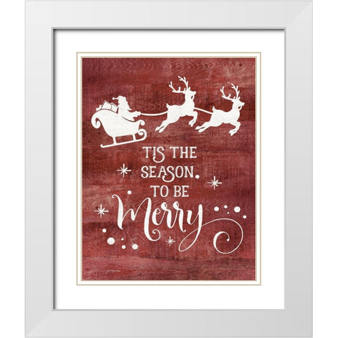 Season to be Merry White Modern Wood Framed Art Print with Double Matting by Moulton, Jo