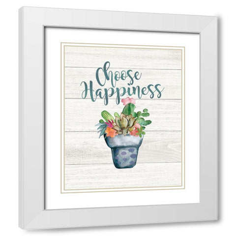 Choose Happiness White Modern Wood Framed Art Print with Double Matting by Moulton, Jo