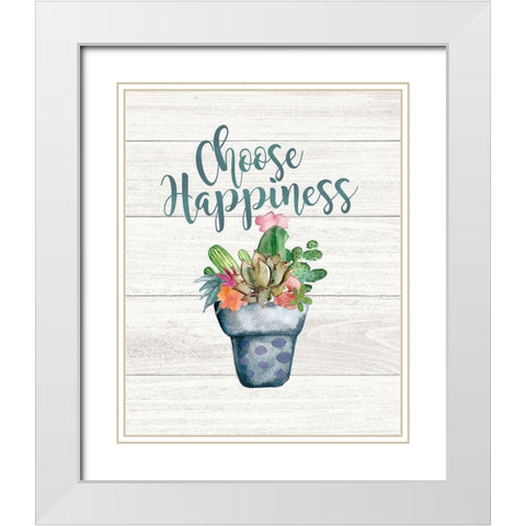 Choose Happiness White Modern Wood Framed Art Print with Double Matting by Moulton, Jo