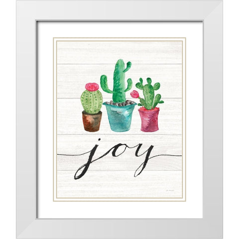 Cacti Joy White Modern Wood Framed Art Print with Double Matting by Moulton, Jo