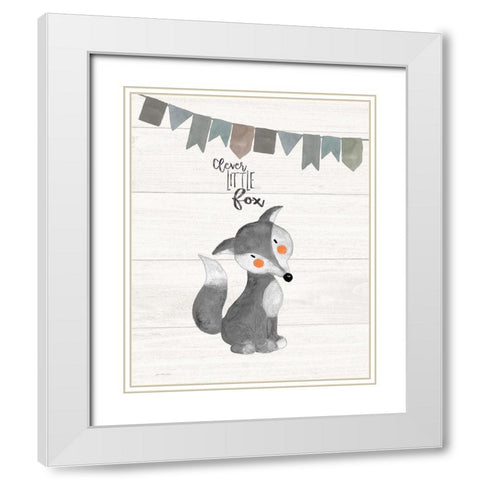 Clever Little Fox White Modern Wood Framed Art Print with Double Matting by Moulton, Jo