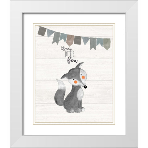 Clever Little Fox White Modern Wood Framed Art Print with Double Matting by Moulton, Jo