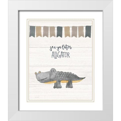 Later Alligator White Modern Wood Framed Art Print with Double Matting by Moulton, Jo