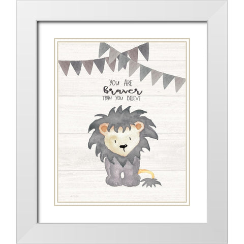 You Are Braver White Modern Wood Framed Art Print with Double Matting by Moulton, Jo