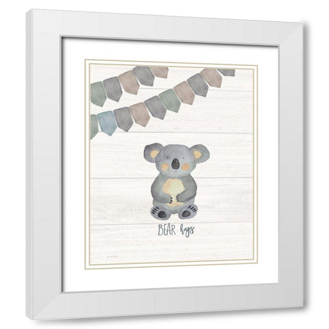 Bear Hugs White Modern Wood Framed Art Print with Double Matting by Moulton, Jo