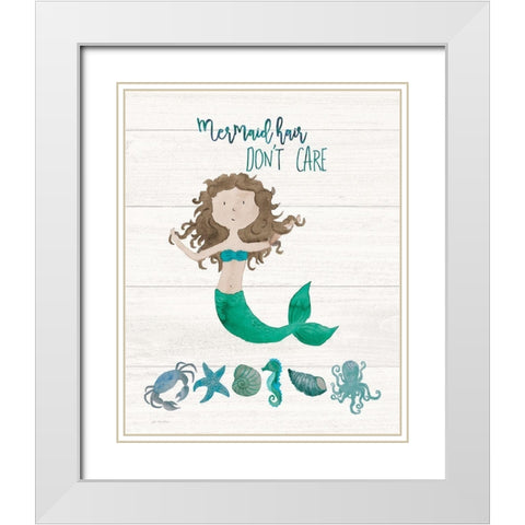 Mermaid Hair White Modern Wood Framed Art Print with Double Matting by Moulton, Jo