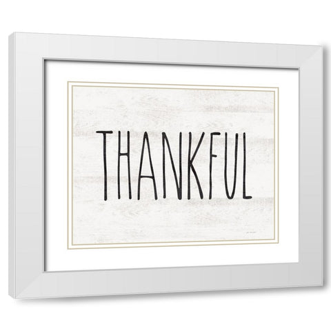 Thankful White Modern Wood Framed Art Print with Double Matting by Moulton, Jo