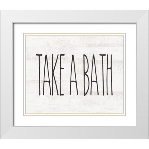 Take a Bath White Modern Wood Framed Art Print with Double Matting by Moulton, Jo