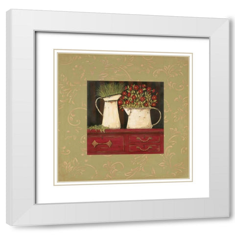 The Red Cupboard White Modern Wood Framed Art Print with Double Matting by Moulton, Jo
