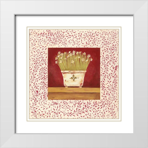 Petit Fleur III White Modern Wood Framed Art Print with Double Matting by Moulton, Jo