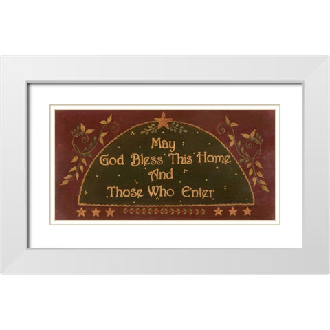May God Bless This Home White Modern Wood Framed Art Print with Double Matting by Moulton, Jo