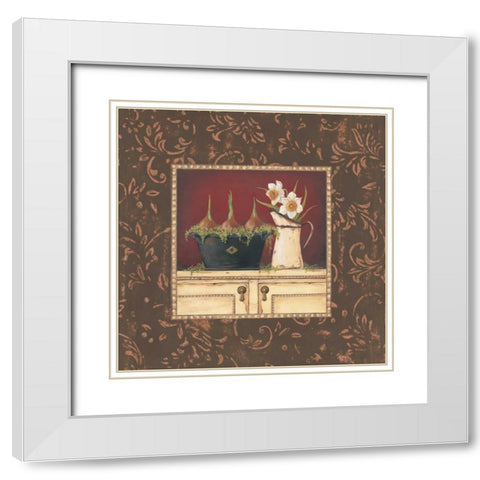 Floral II White Modern Wood Framed Art Print with Double Matting by Moulton, Jo