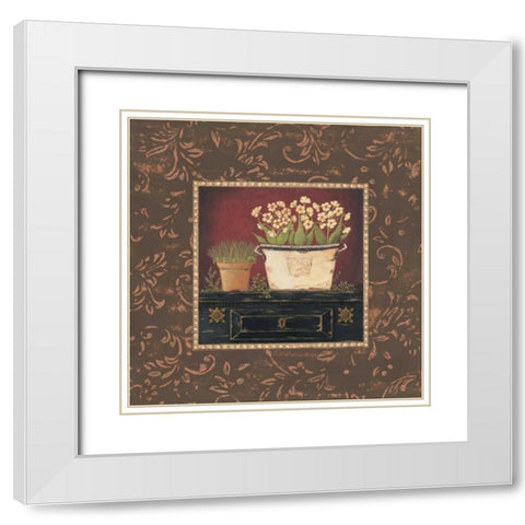 Floral III White Modern Wood Framed Art Print with Double Matting by Moulton, Jo