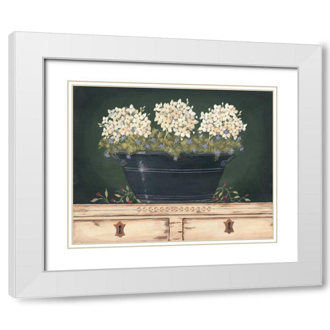 Floral with Hydrangea White Modern Wood Framed Art Print with Double Matting by Moulton, Jo