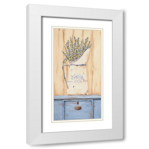 Belle Bleu White Modern Wood Framed Art Print with Double Matting by Moulton, Jo