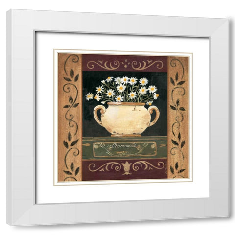 Chamomile White Modern Wood Framed Art Print with Double Matting by Moulton, Jo
