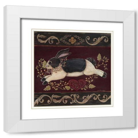Folk Bunny II White Modern Wood Framed Art Print with Double Matting by Moulton, Jo