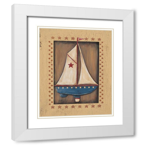 Sailboat White Modern Wood Framed Art Print with Double Matting by Moulton, Jo