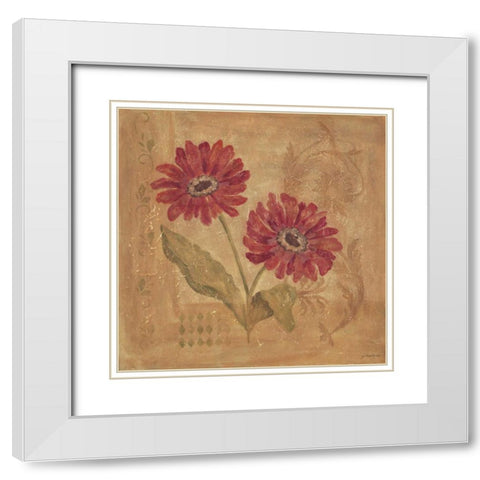 Day Dahlias White Modern Wood Framed Art Print with Double Matting by Moulton, Jo