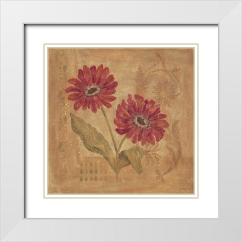 Day Dahlias White Modern Wood Framed Art Print with Double Matting by Moulton, Jo