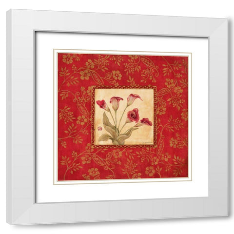 Orchids in Red White Modern Wood Framed Art Print with Double Matting by Moulton, Jo