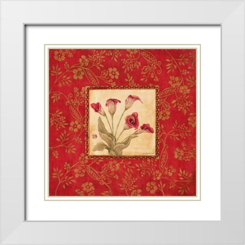 Orchids in Red White Modern Wood Framed Art Print with Double Matting by Moulton, Jo