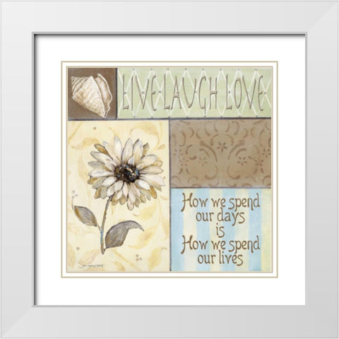Live Laugh Love White Modern Wood Framed Art Print with Double Matting by Moulton, Jo