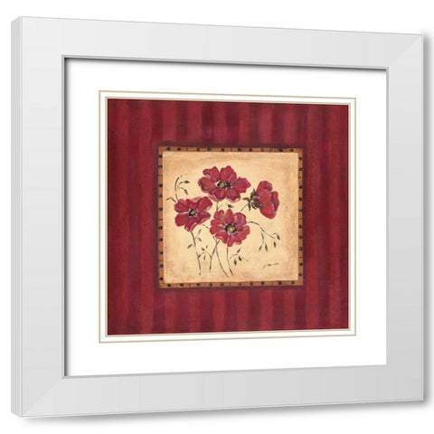 Designer Poppies II White Modern Wood Framed Art Print with Double Matting by Moulton, Jo