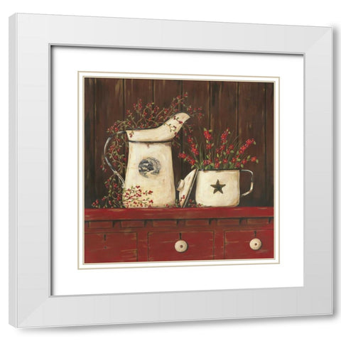Red Cupboard I White Modern Wood Framed Art Print with Double Matting by Moulton, Jo
