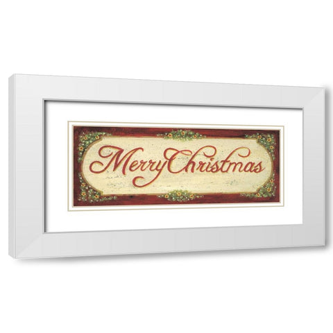 Merry Christmas White Modern Wood Framed Art Print with Double Matting by Moulton, Jo