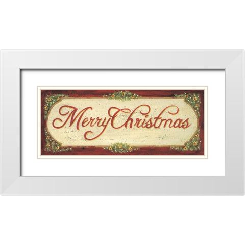 Merry Christmas White Modern Wood Framed Art Print with Double Matting by Moulton, Jo