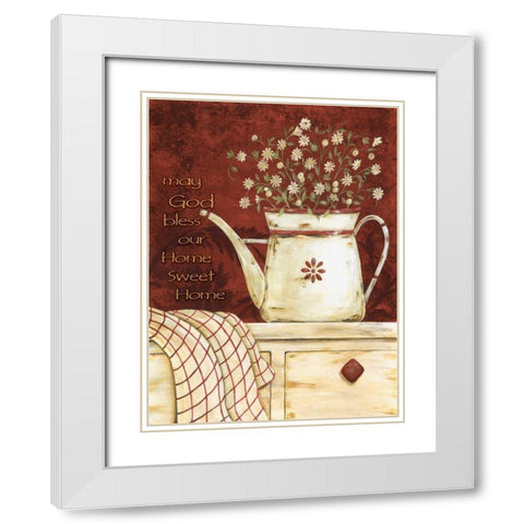 May God Bless White Modern Wood Framed Art Print with Double Matting by Moulton, Jo