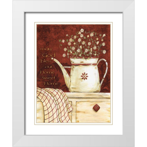 May God Bless White Modern Wood Framed Art Print with Double Matting by Moulton, Jo