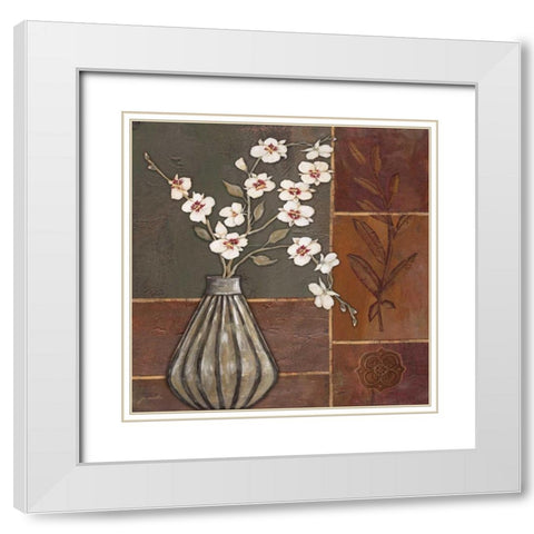 Orchid I White Modern Wood Framed Art Print with Double Matting by Moulton, Jo