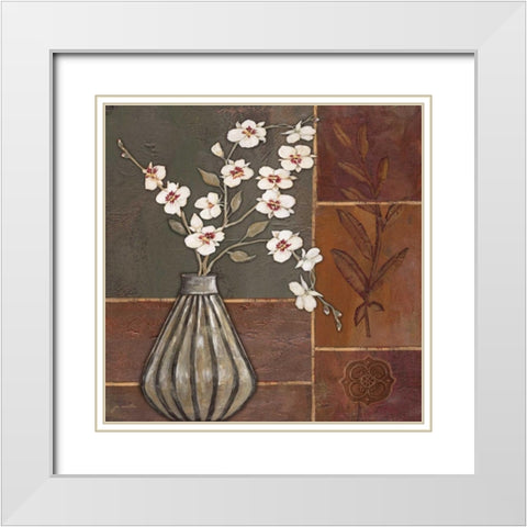 Orchid I White Modern Wood Framed Art Print with Double Matting by Moulton, Jo