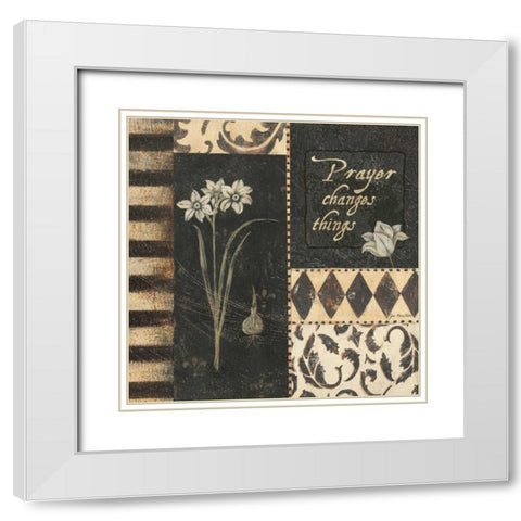 Prayer Changes Things White Modern Wood Framed Art Print with Double Matting by Moulton, Jo