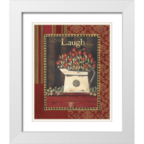 Live Laugh Love White Modern Wood Framed Art Print with Double Matting by Moulton, Jo