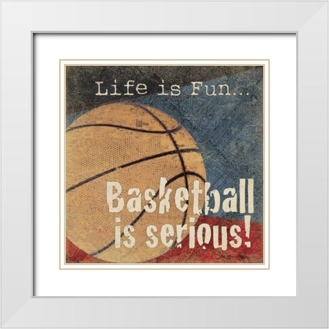 Basketball White Modern Wood Framed Art Print with Double Matting by Moulton, Jo